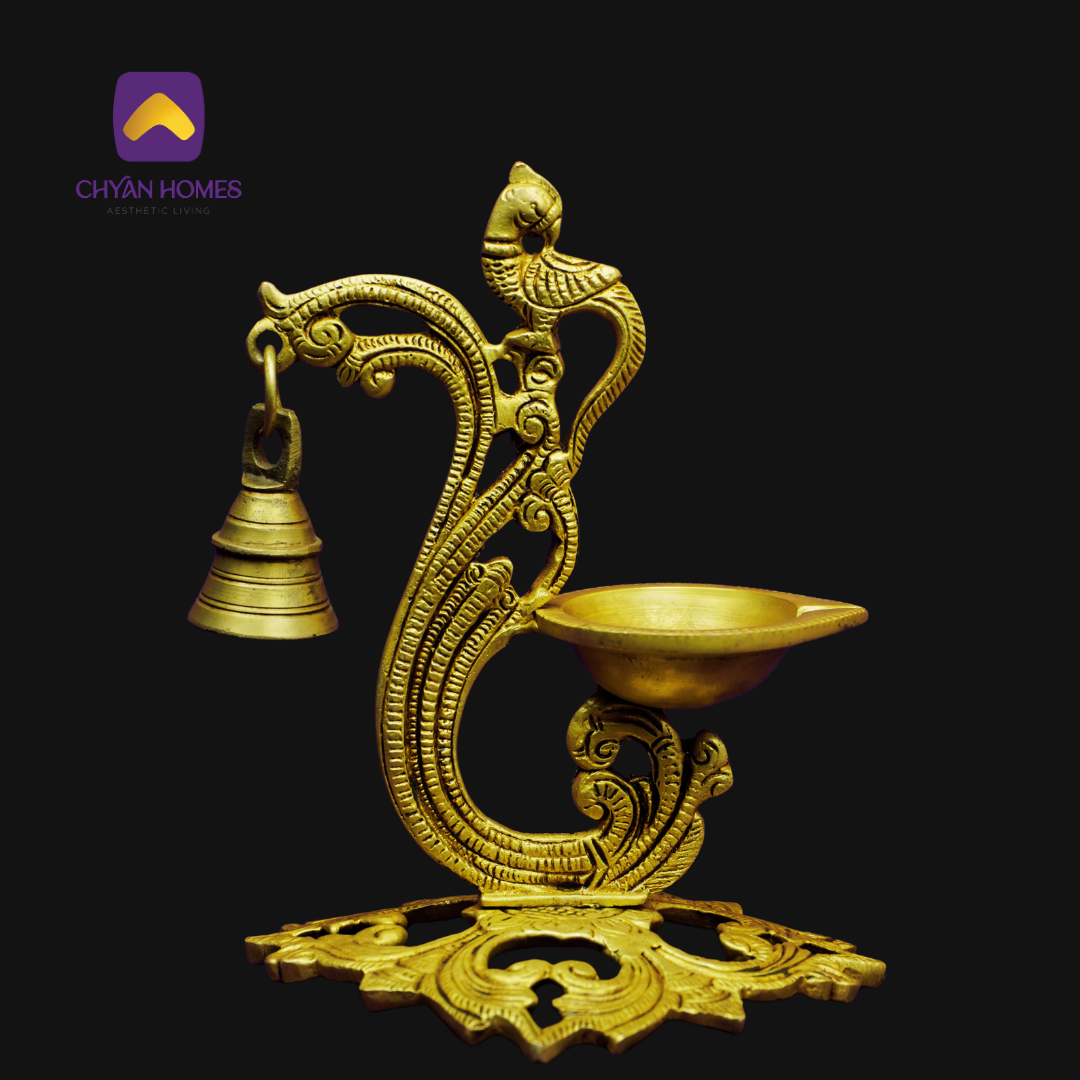 Brass Antique Diya with bells