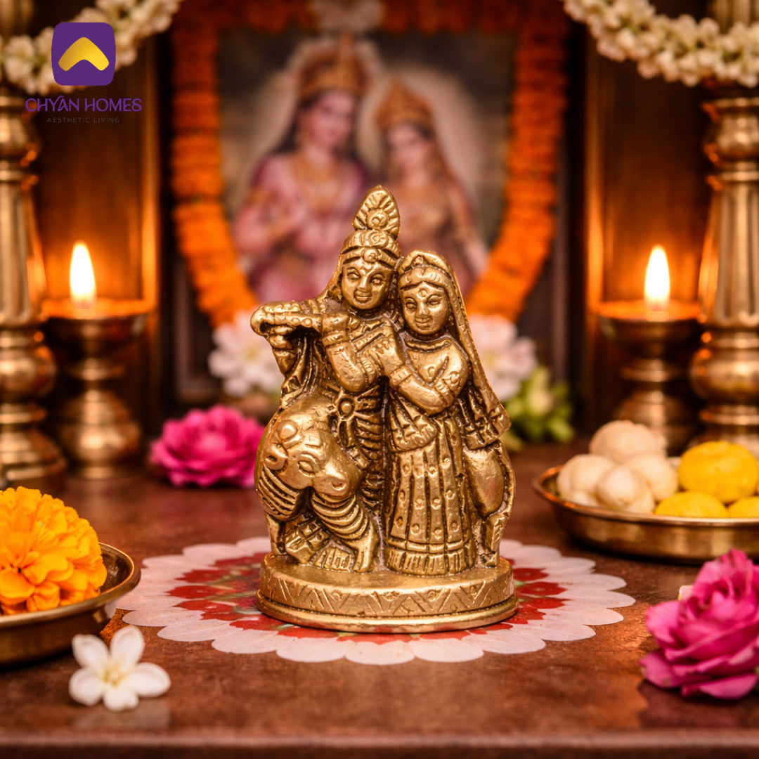 Brass Radha Krishna Idol (2.5 Inch)