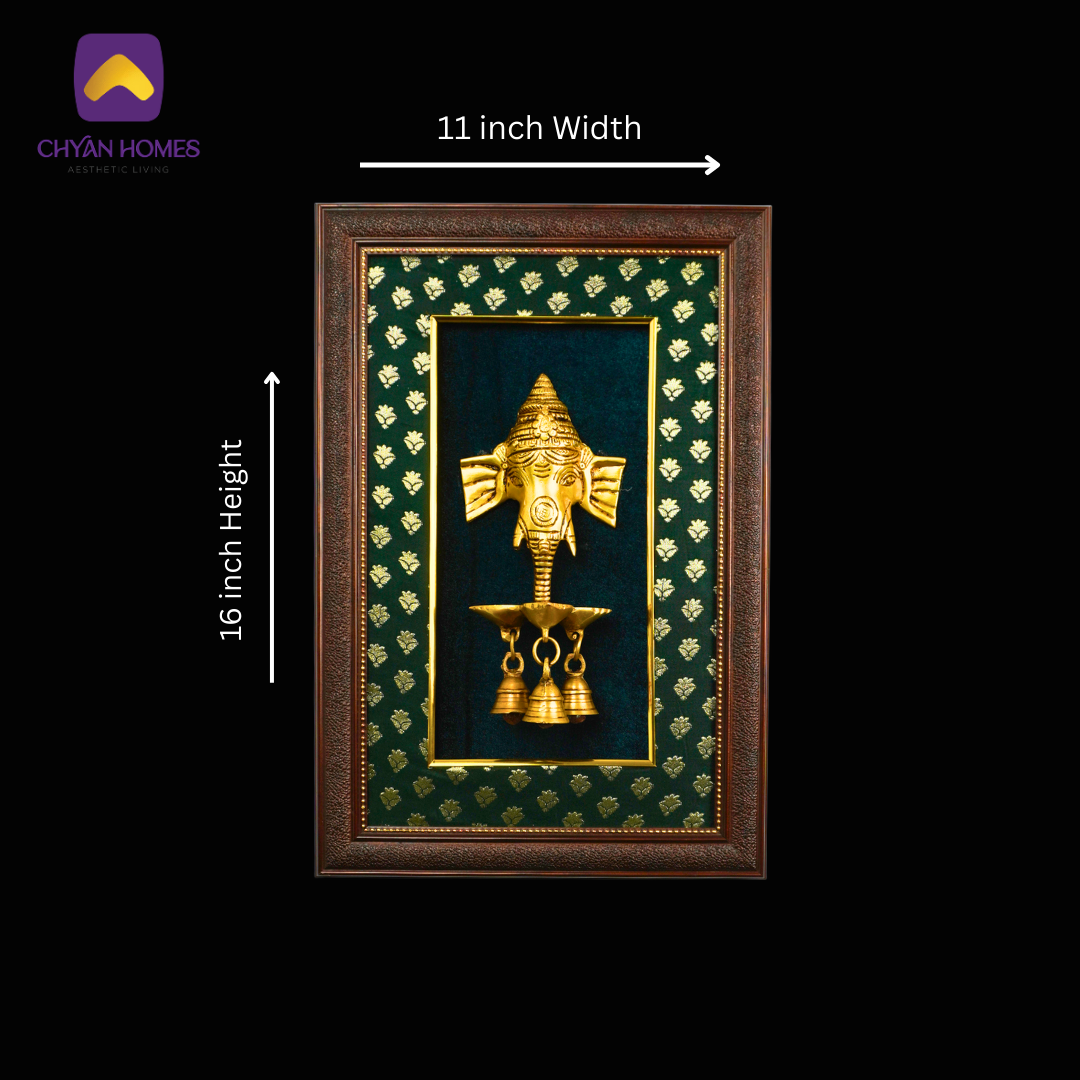 Brass Ganesh Diya with Bells Frame