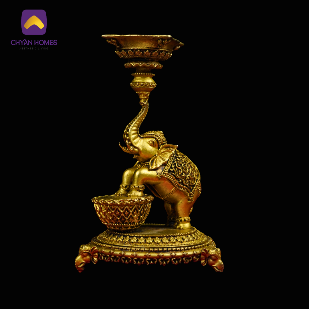 Antique Brass Elephant with Lamp