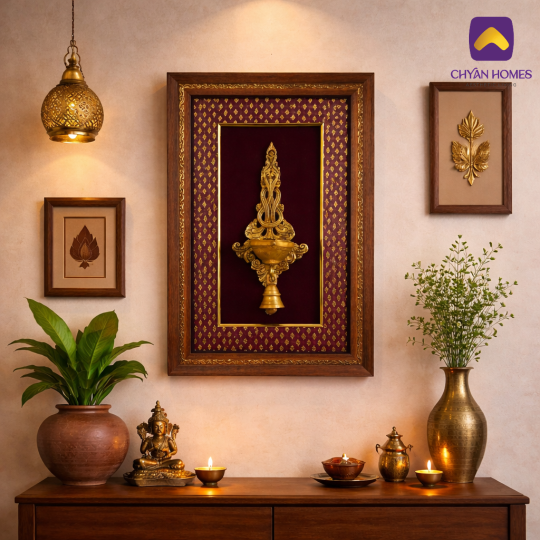 Antique Brass Wall Diya Frame